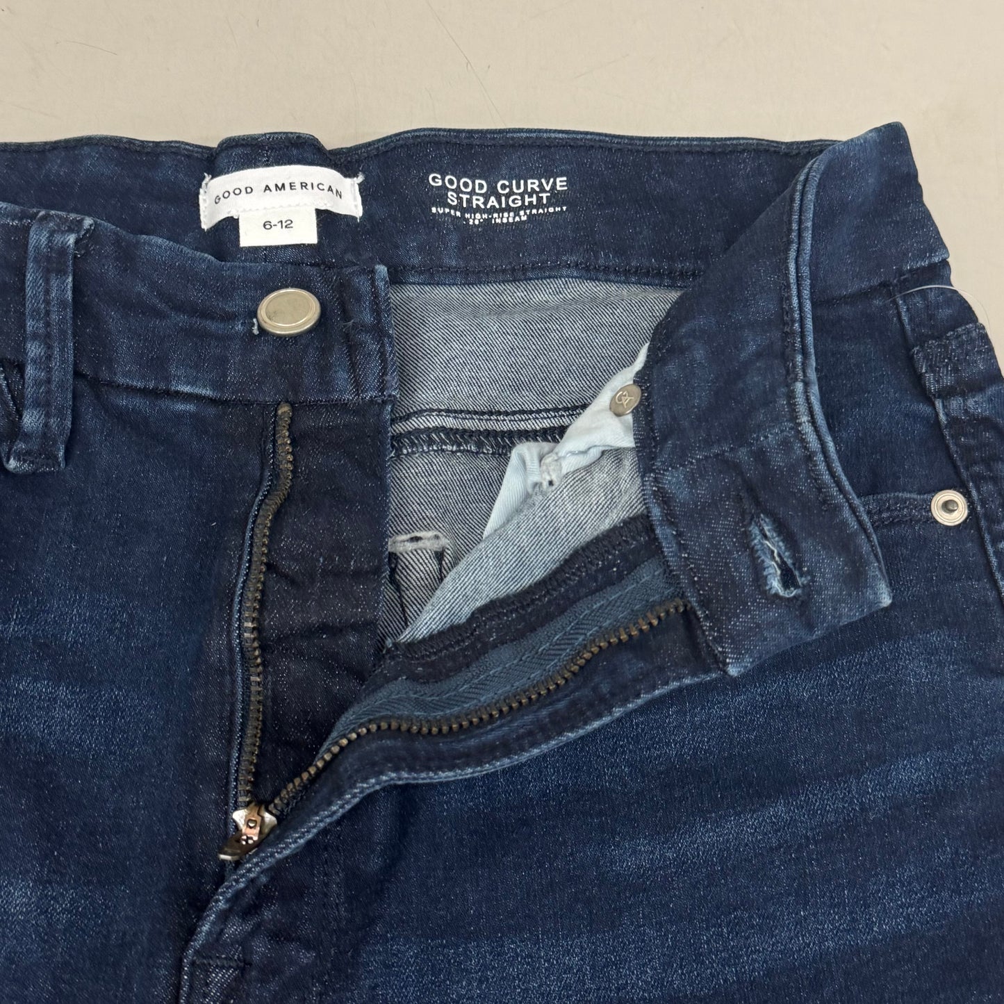 GOOD AMERICAN Always Fits Good Curve Straight Jeans Women's Sz 6/12 Indigo707 GCST739TT