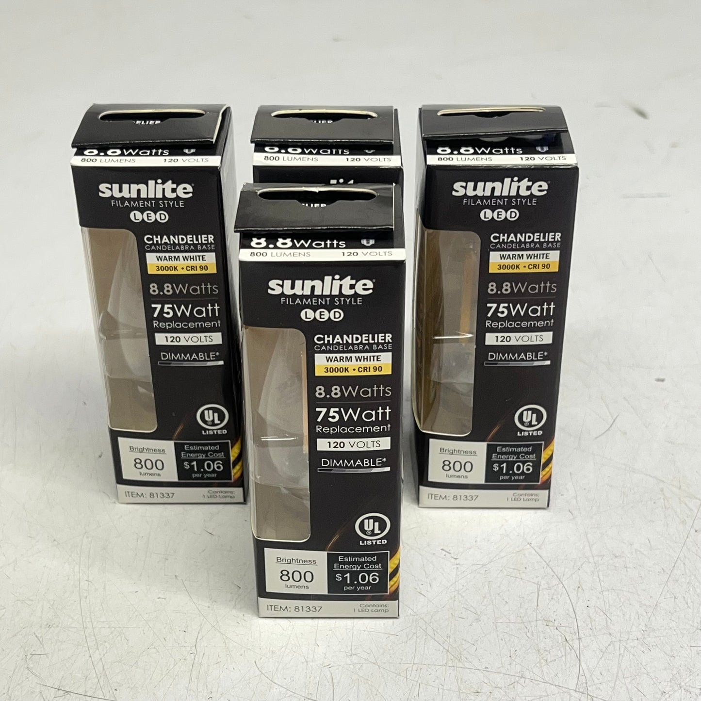 SUNLITE (4 PACK) Filament Light Bulb Chandelier 120 V E12 Warm White 81337