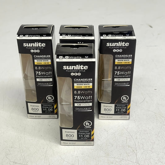 SUNLITE (4 PACK) Filament Light Bulb Chandelier 120 V E12 Warm White 81337