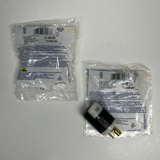 LEVITON (2 PACK) Locking Plug Industrial Grade 15 Amp 277 Volt  Black 4770-C