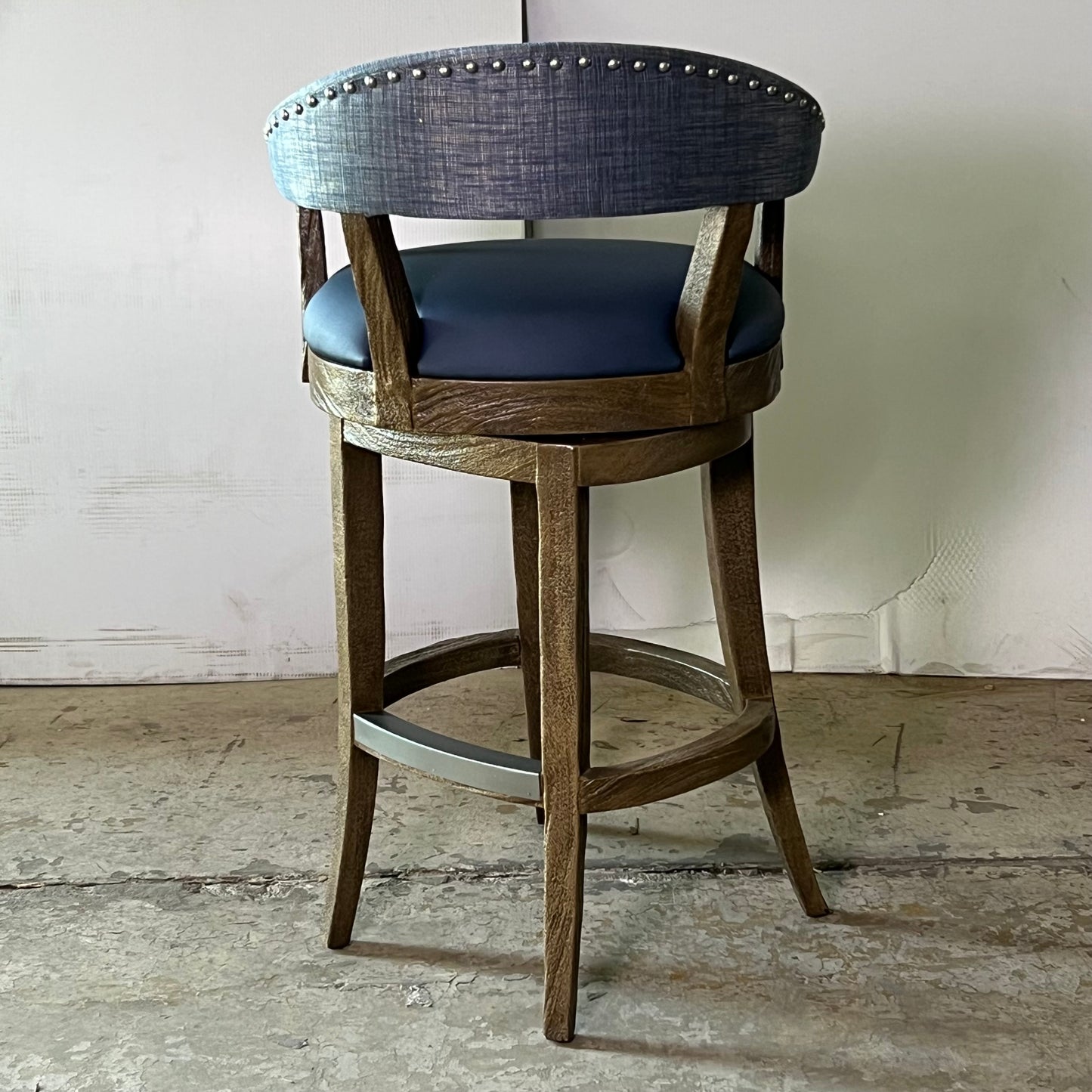 PALECEK Menlo Distressed Swivel Barstool 22"W x 22"L x 41"H Blue 723838