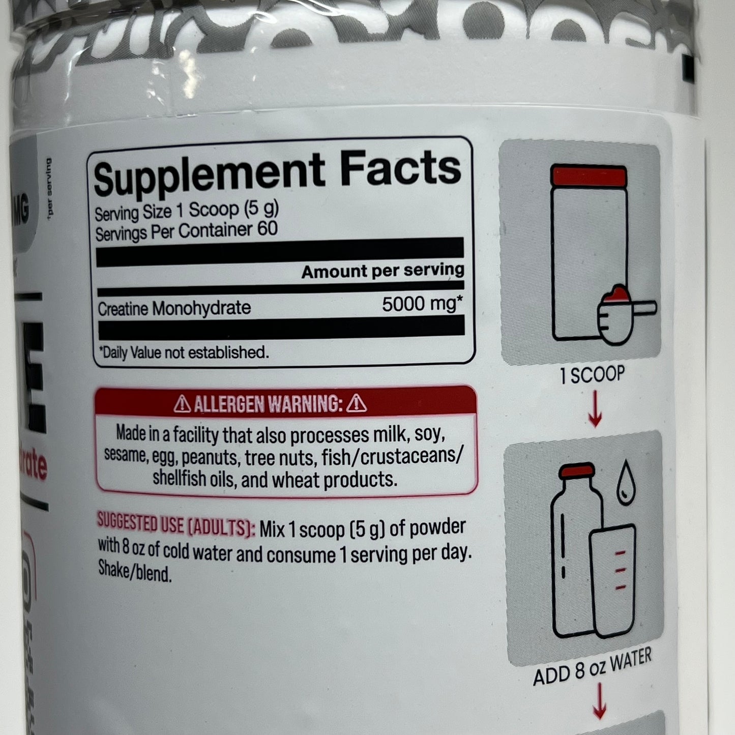 BASIC Creatine Monohydrate Increase Muscle Mass Unflavored 10.6oz BB 05/27