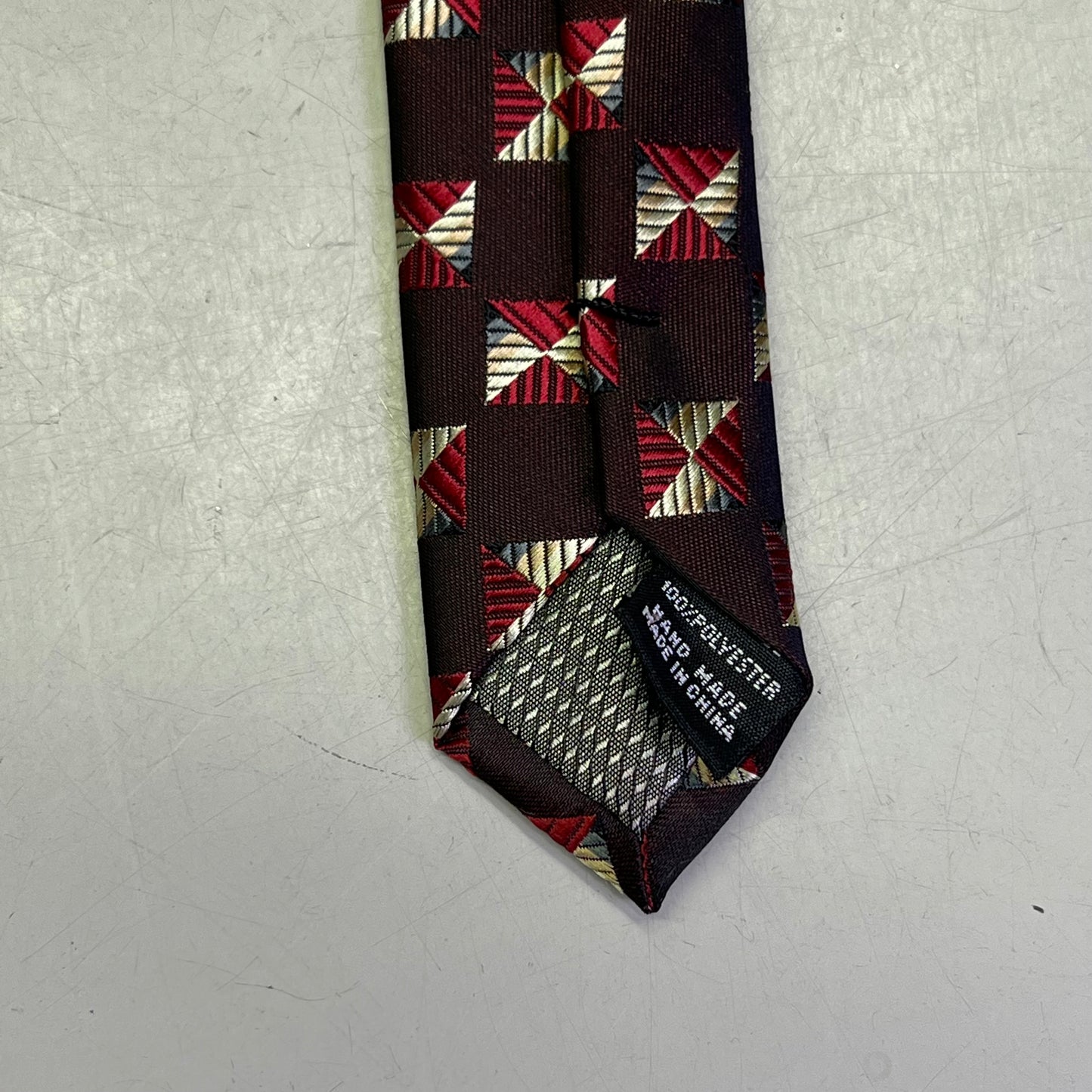 ALEXANDER JULIAN COLOURS Square Pattern Made Tie 64" Maroon/Red/Yellow