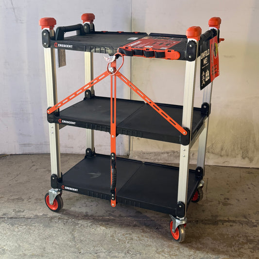 CRESCENT Folding Jobsite Cart Sz 29.5"L x 18"W x 42"H, Black & Orange ATG-9785