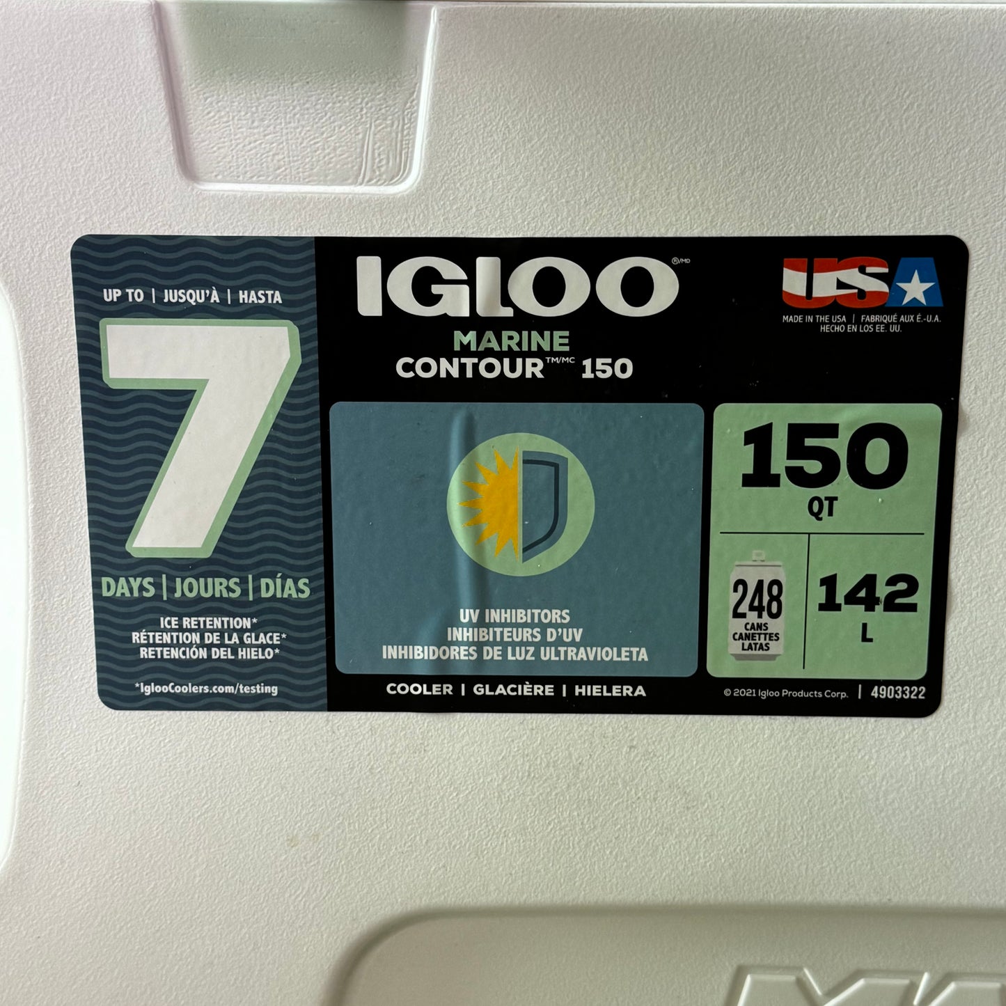 IGLOO MAXCOLD 150 QT Cooler, Marine Contour 4903322