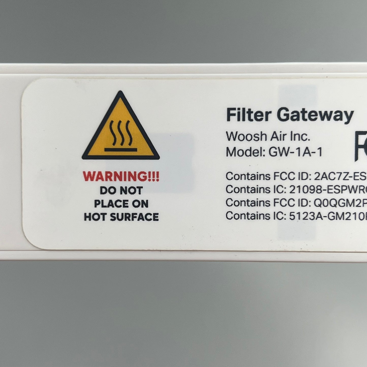 WOOSH AIR INC Filter Gateway Button/Remote White GW-1A-1