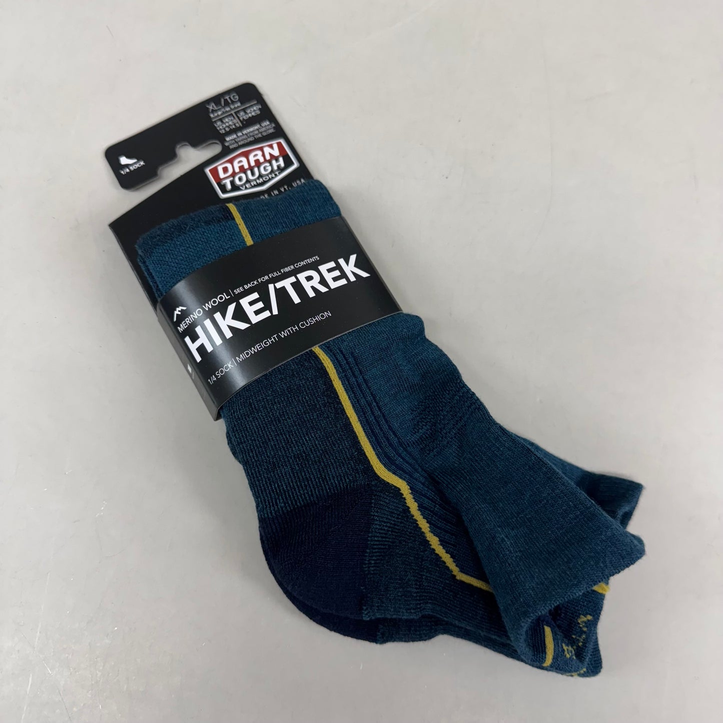 DARN TOUGH Hike/Trek 1/4 Socks Lightweight Men SZ XL 12.5-14.5 Dark Teal Merino Wool
