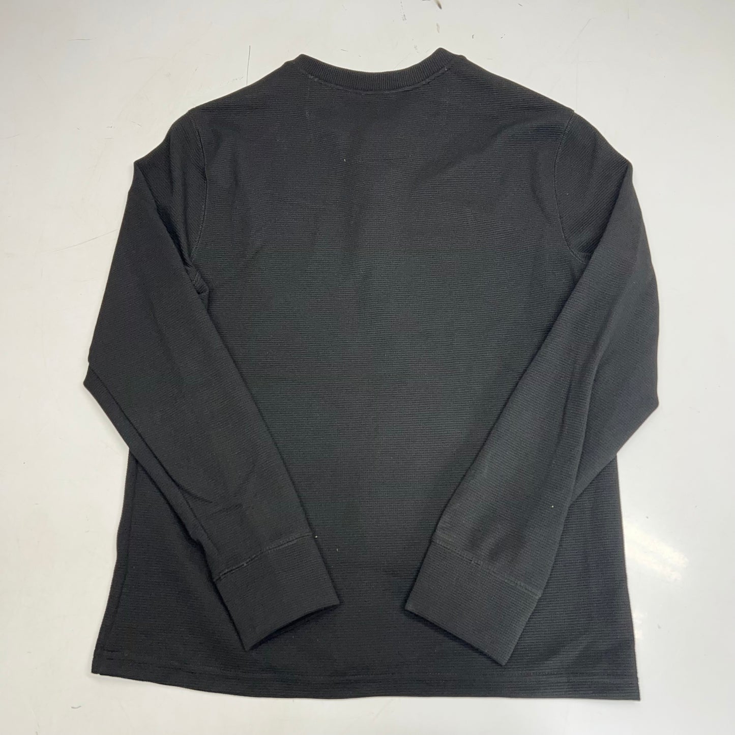 THOMAS STERLING Half Button Soft Waffle Knit Long Sleeve Men's Sz XL Black