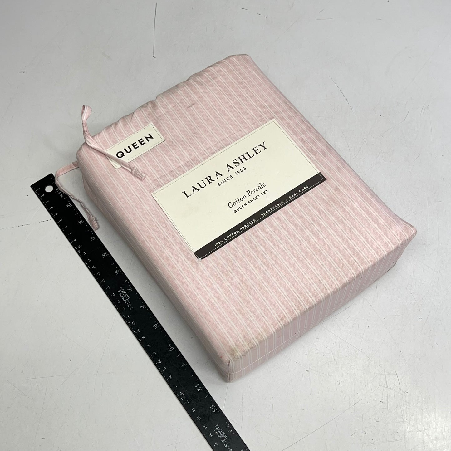 LAURA ASHLEY Cotton Percale Sheet Set Queen 200 Thread Count Pink (New Other)