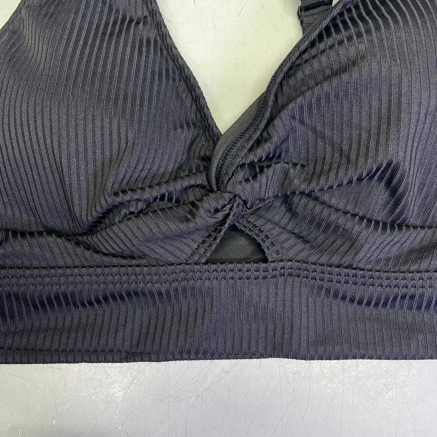 CHARMO V Neck Wide Strap Ribbed Pregnancy Bikini Swimsuit Women's Sz M Black