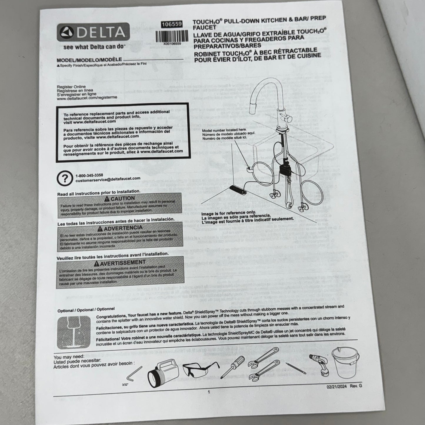 DELTA Lenta Pull-Down Kitchen Faucet w/ Touch Activation Champagne 19802TZ-CZDST