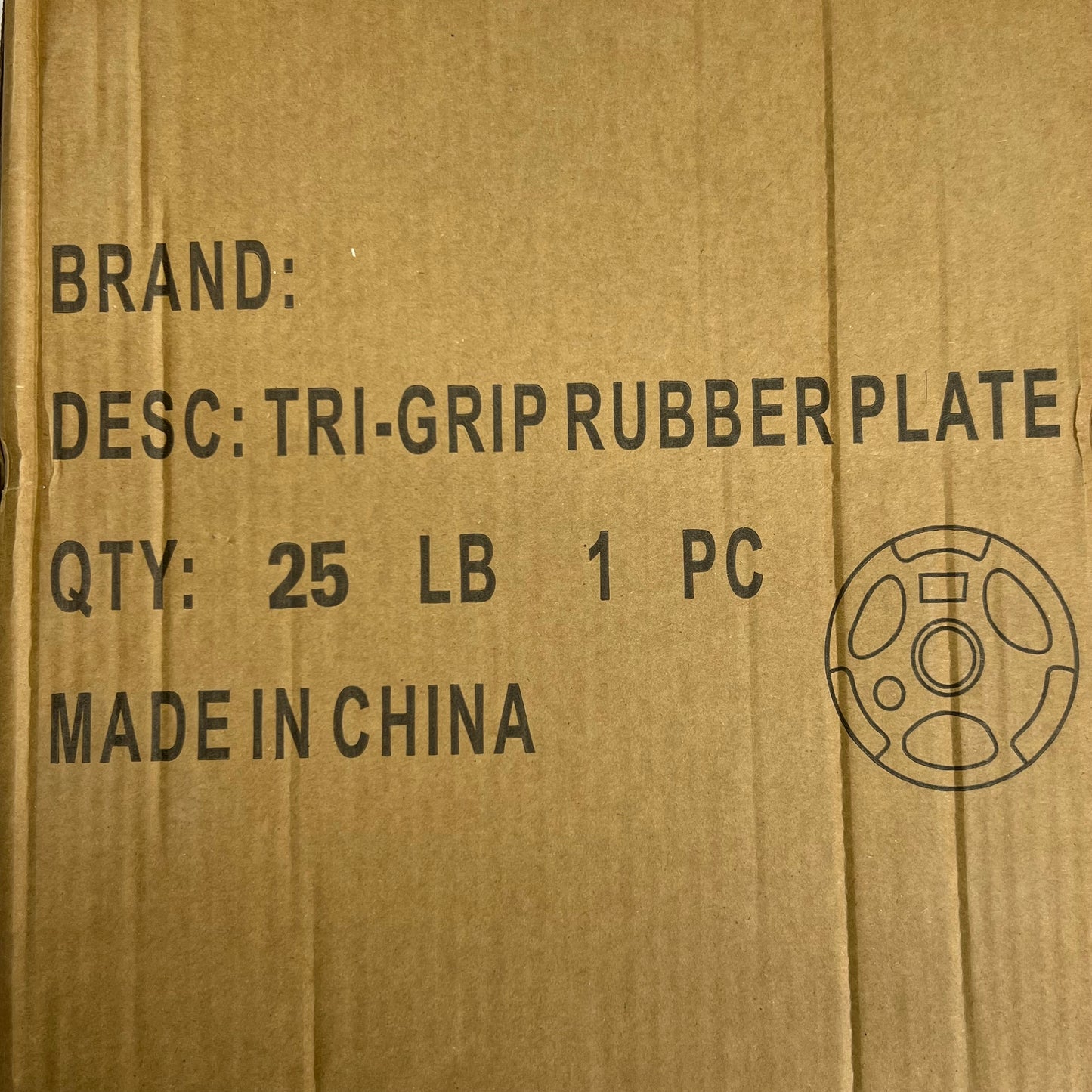 TRI-GRIP Single Rubber Plate 25lb, Black
