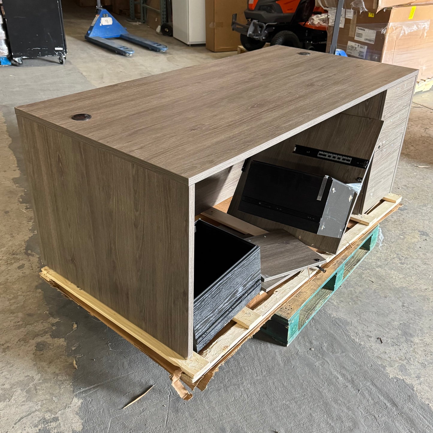 ZA@ Pallet of LORELL Double Pedestal Desk Sz 35.5"W x 71"L x 29"H - LLRPD3672DPGE (AS-IS, Damaged)