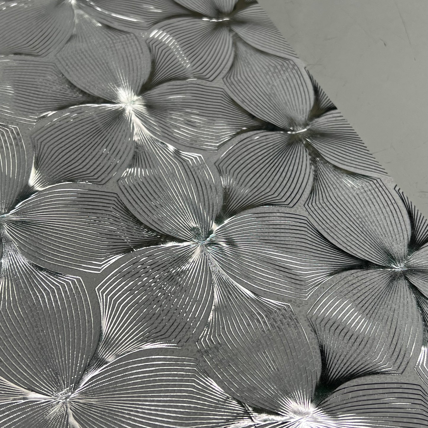 PVC Lace Dining Tablecloth Floral Pattern 54"x60' White/Silver