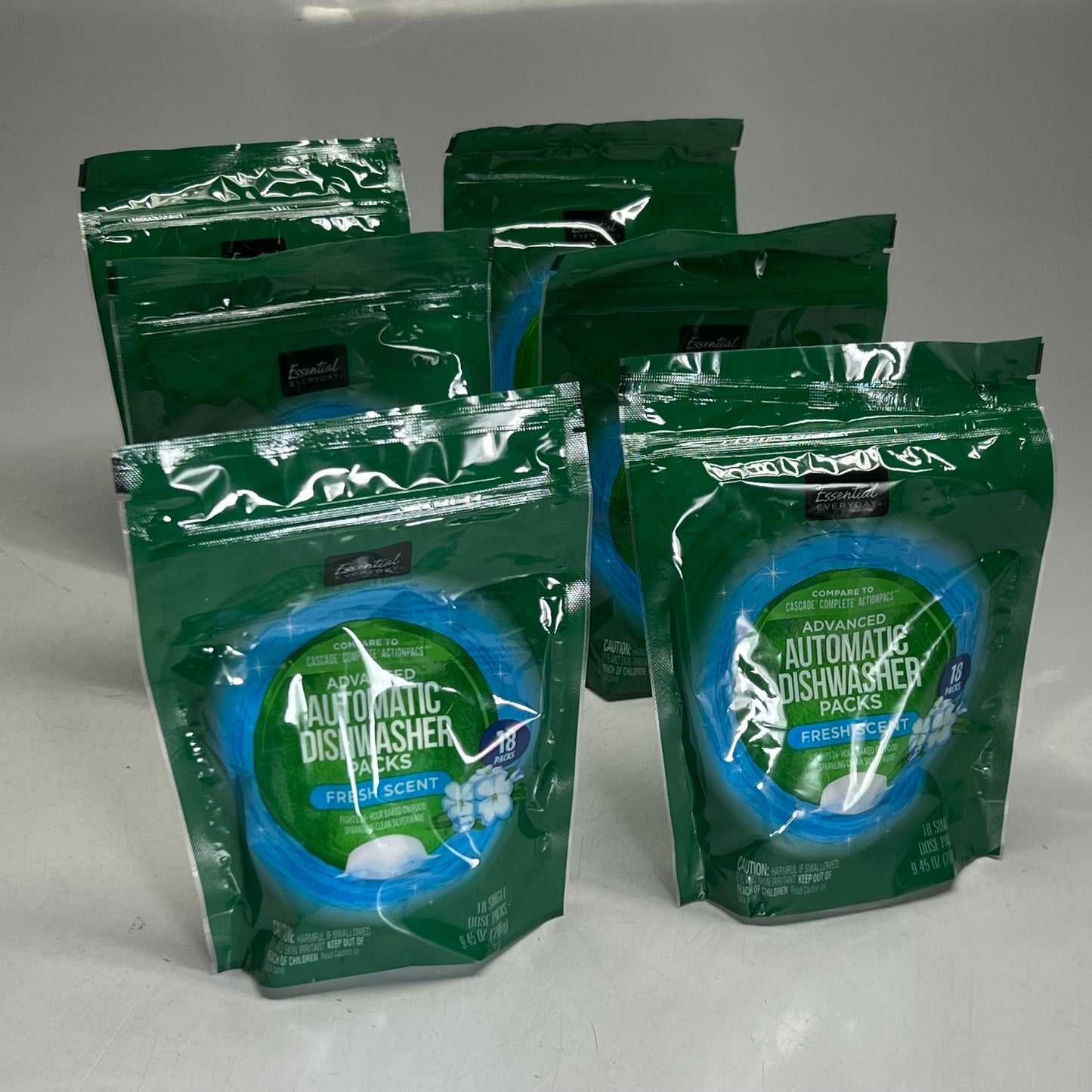 ESSENTIAL EVERYDAR (6 PACK of 18 Pcs) Automatic Dishwasher Packs 9.45 oz.