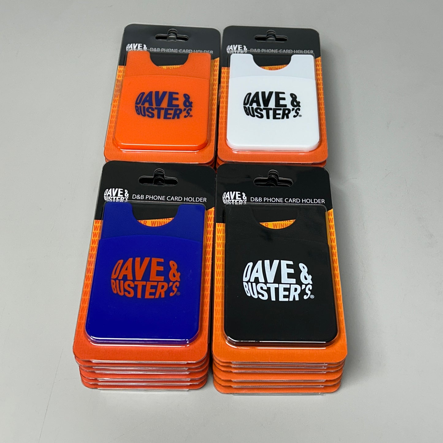 DAVE & BUSTER'S 24-PK! Phone Card Holders, Orange Blue Black and White 18826 (New)