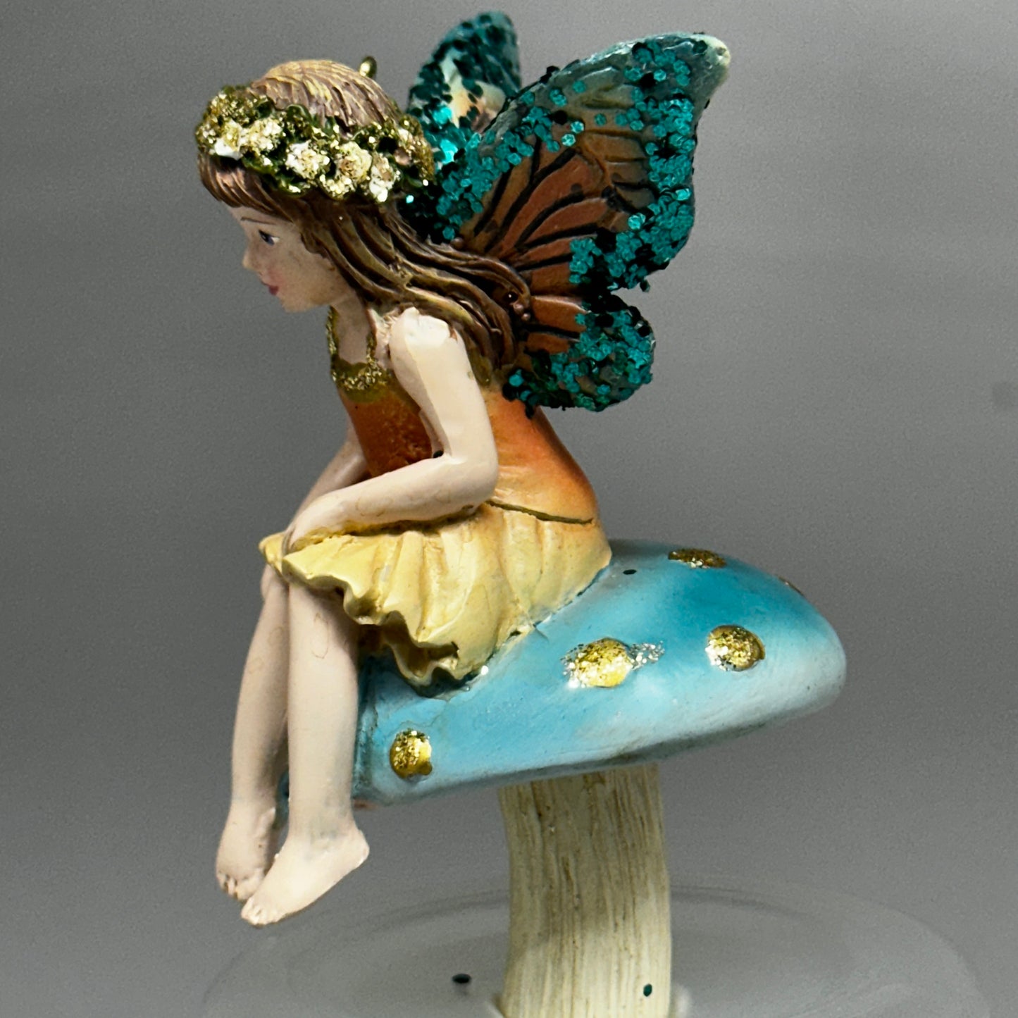 KURT S. ADLER Fairy Sitting On Mushroom Christmas Ornament 4“ E0916