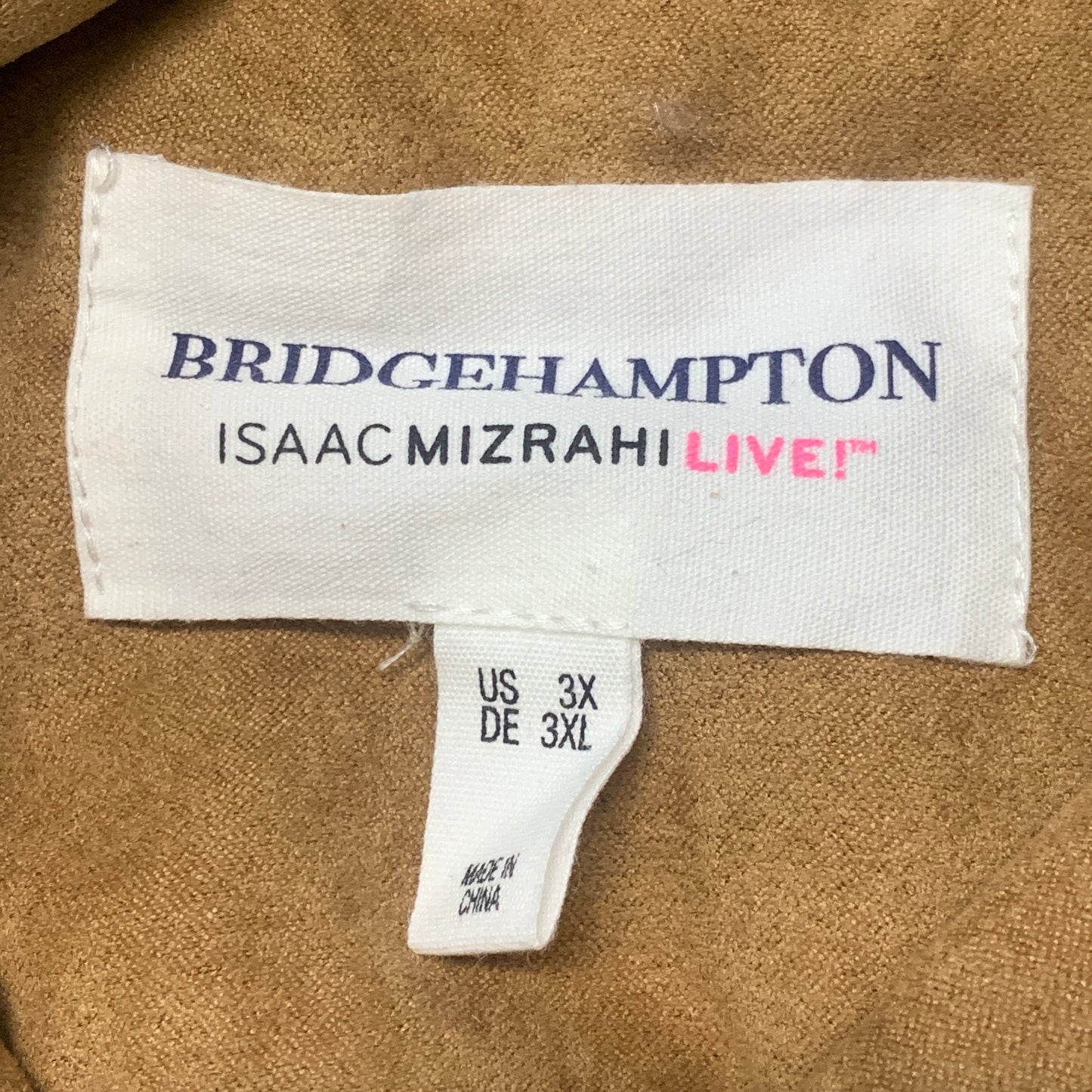 BRIDGE HAMPTON ISSAC MIZRAHI LIVE! Faux Suede Coat Full Snap Up Toffee Size 3X