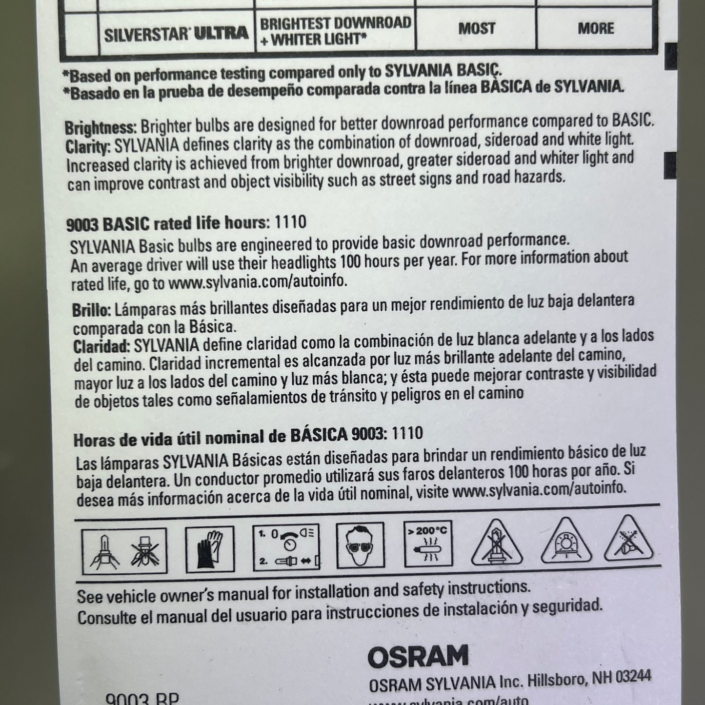 SYLVANIA (2 PACK) Basic Halogen Headlight Bulb Dependable OE Quality 12.8V 9003