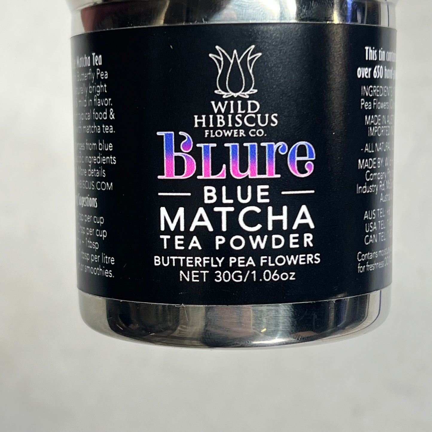 WILD HIBISCUS FLOWER Butterfly Pea Flower Blue Matcha Tea Powder 1.06oz BB 08/|27
