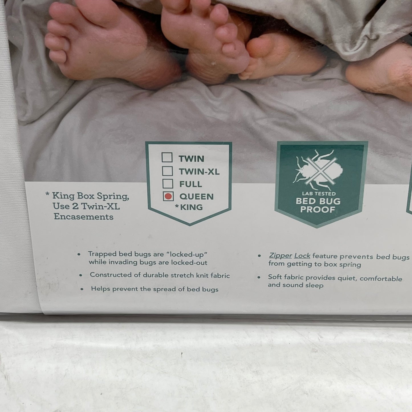 JT EATON Lock Up Box Spring Encasement Prevents Bed Bugs Queen White 80QUBOX