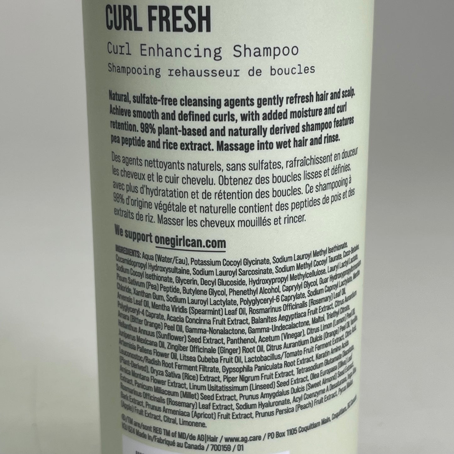 AG CARE Curl Fresh Enhancing Shampoo Pea & Rice Amino Acids 12 fl oz 100100