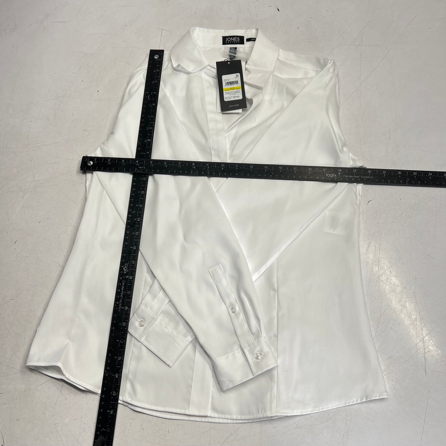 JONES New York Easy Care Professional Button Up Collared Shirt Women's Sz M White