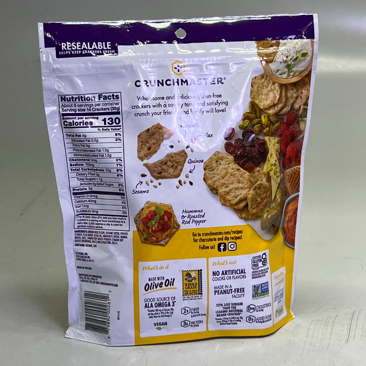 CRUNCHMASTER (2 PACK) Gluten-Free Multi-Seed Original Cracker Party Pack 9oz BB 05/26