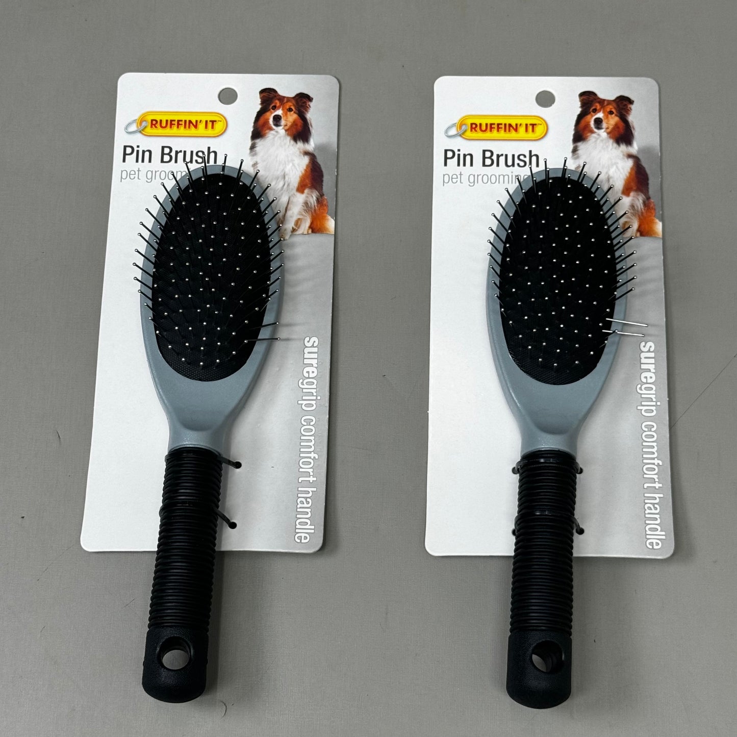 RUFFIN' IT (2 PACK!) Pin Brush Pet Grooming Brush Supergrip Comfort Handle 8 1/2" 19722