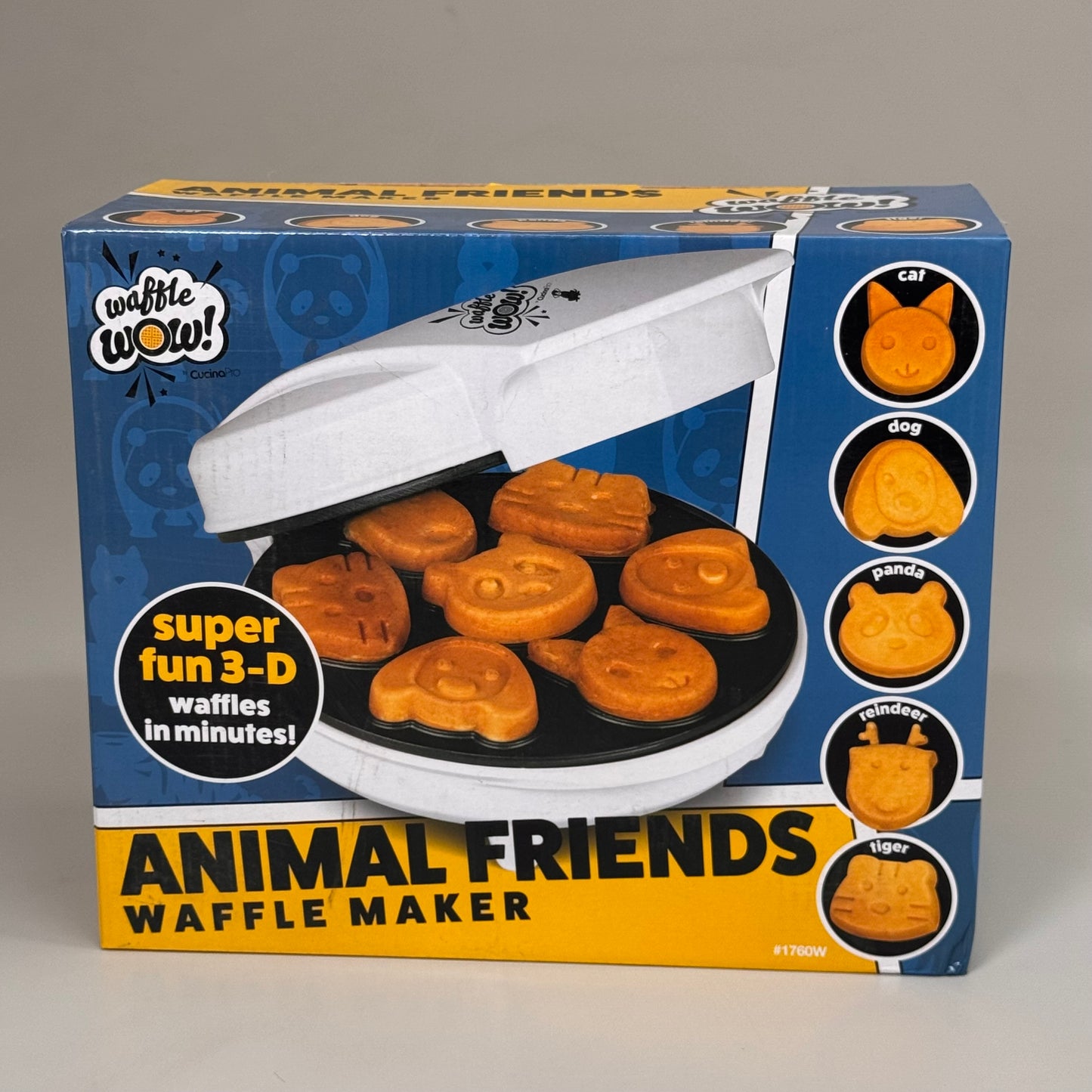 WAFFLE WOW Animal Friends Waffle Maker 3D Animal Waffles 11" x 9" White 1760W