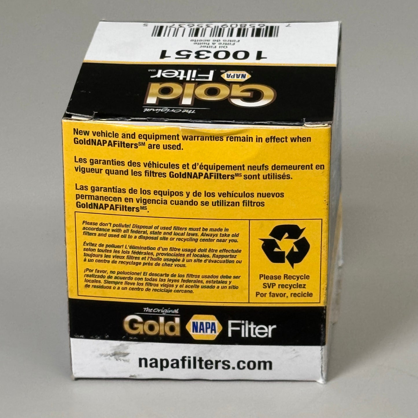 NAPA(2 PACK) The Original Gold Oil Filter Cellulose Material 1"-16 Thread 100357