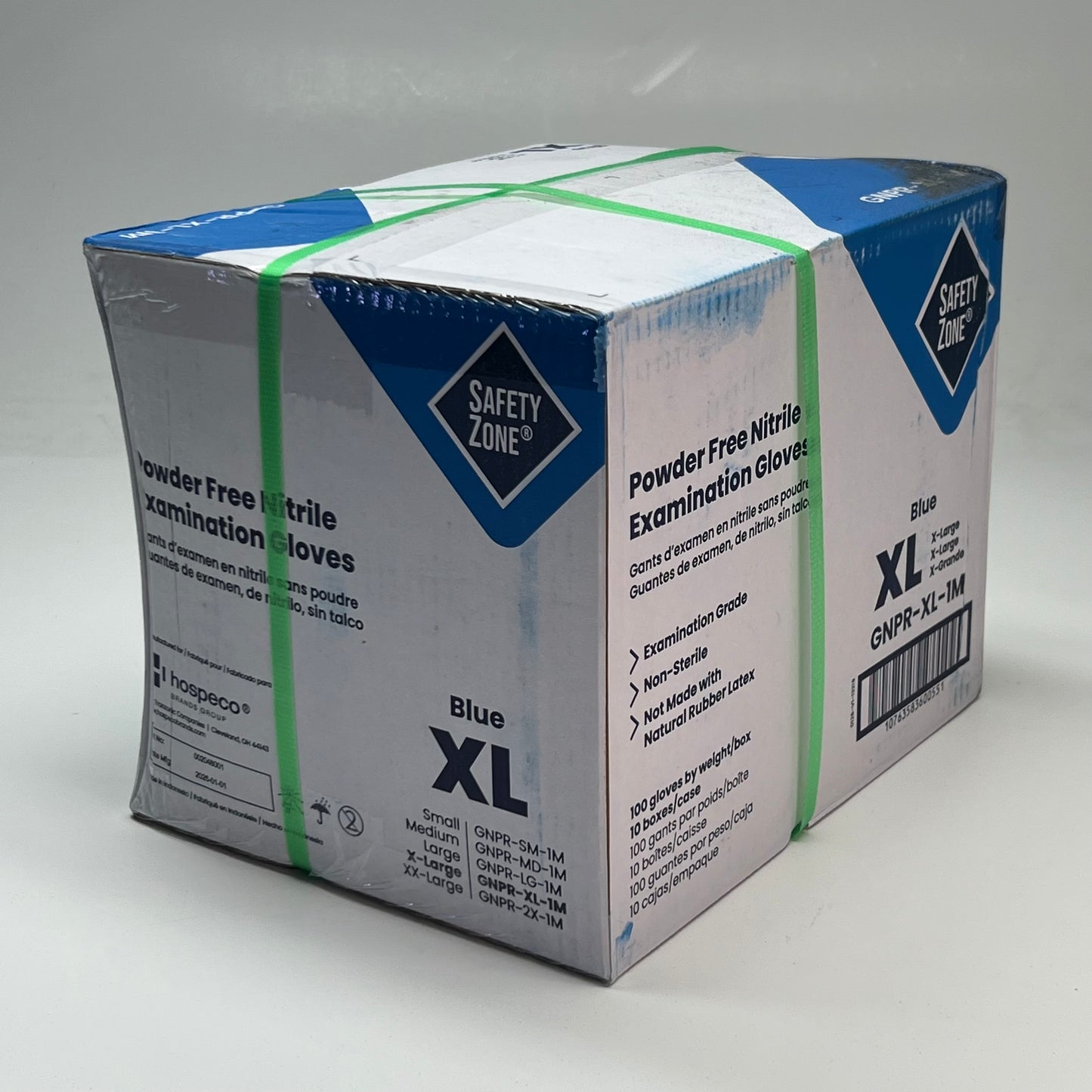 SAFETY ZONE (1000 Gloves) Powder Free Nitrile Examination Gloves Sz Extra Large - Blue