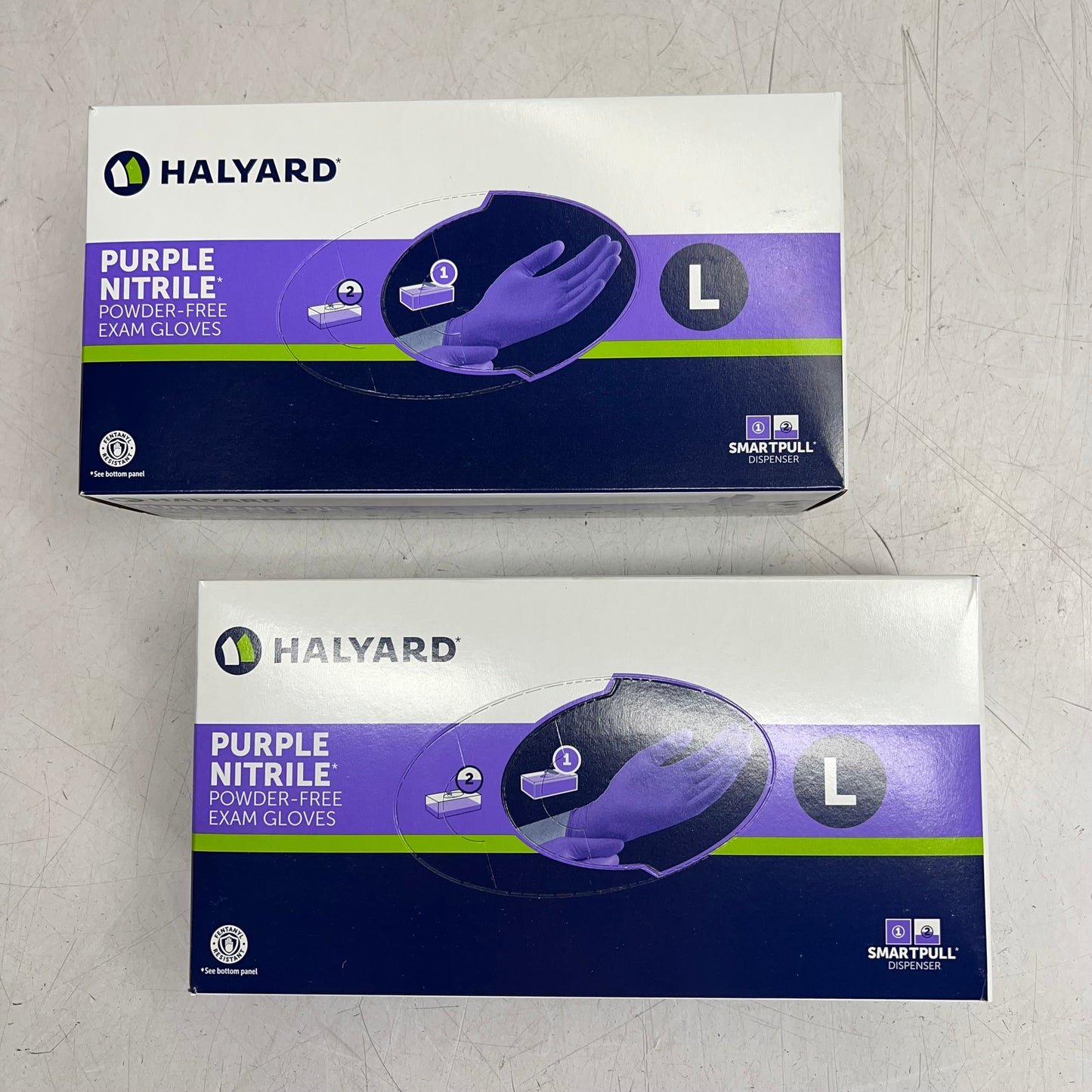 HALYARD (2 PACK, 100 EACH) Exam Glove Powder Free Sz L Purple 55083 BB 06/30