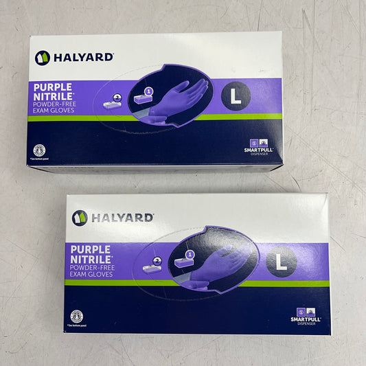 HALYARD (2 PACK, 100 EACH) Exam Glove Powder Free Sz L Purple 55083 BB 06/30