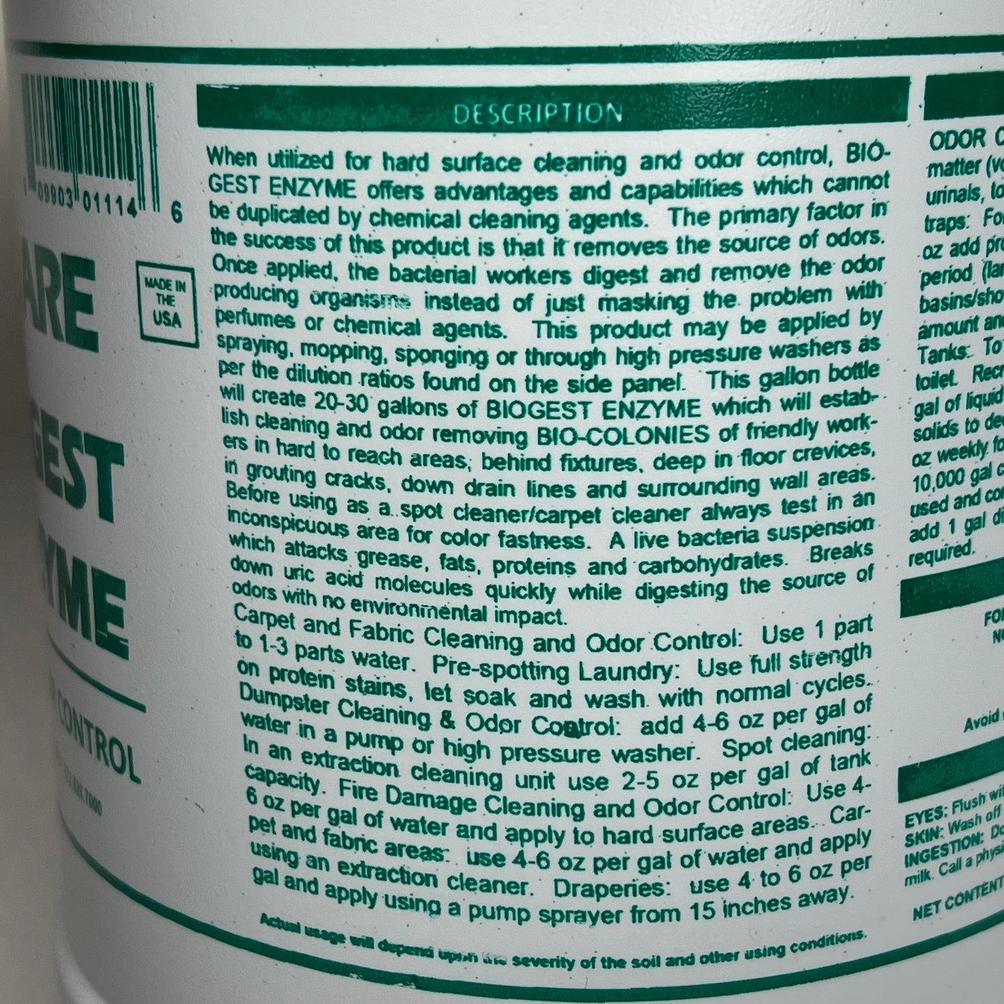 ZA@ ULTRA CARE (4 PACK, 1 GAL EACH) Biogest Enzyme for Odor Control, Mold & Mildew Control & Drain Maintainer  Clear 1088