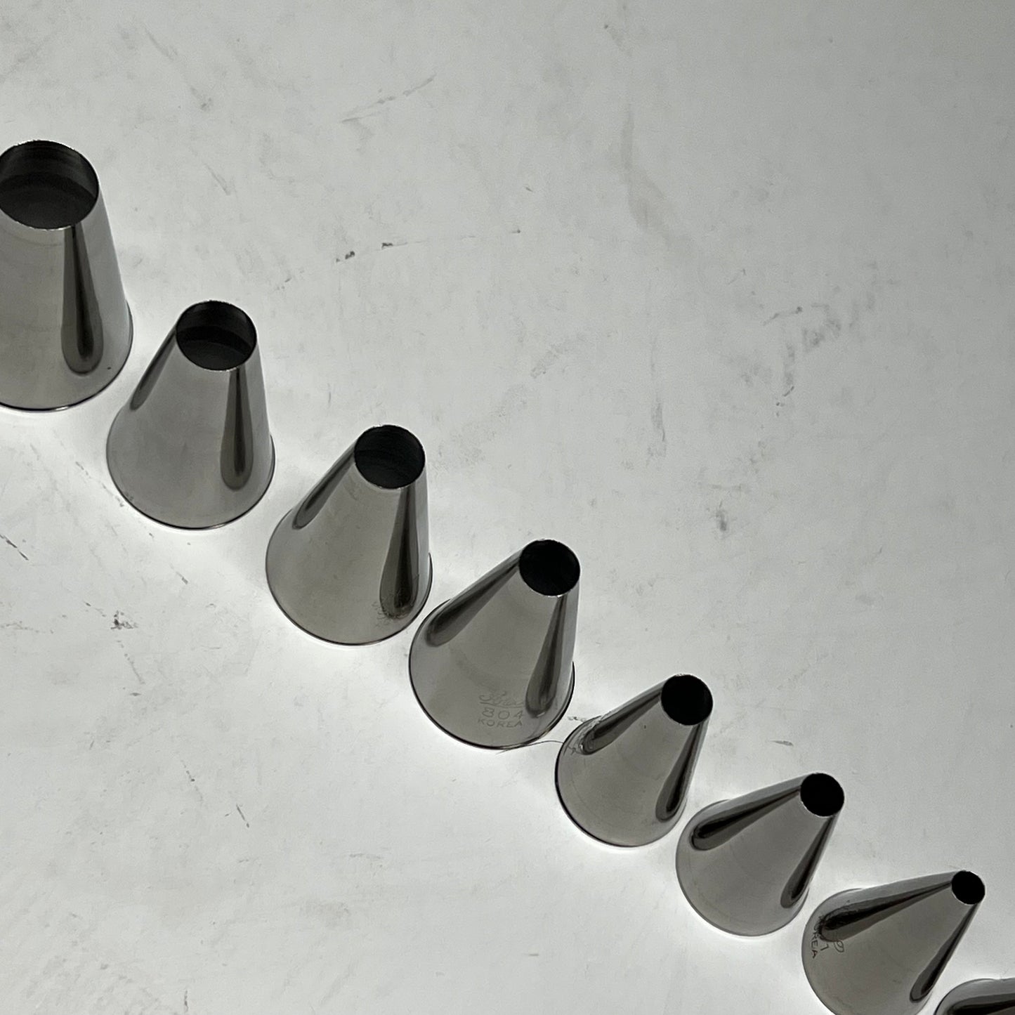 ZA@ ATECO (10 PACK) Plain Pastry Tube Set  Assorted Sizes Stainless Steel 810