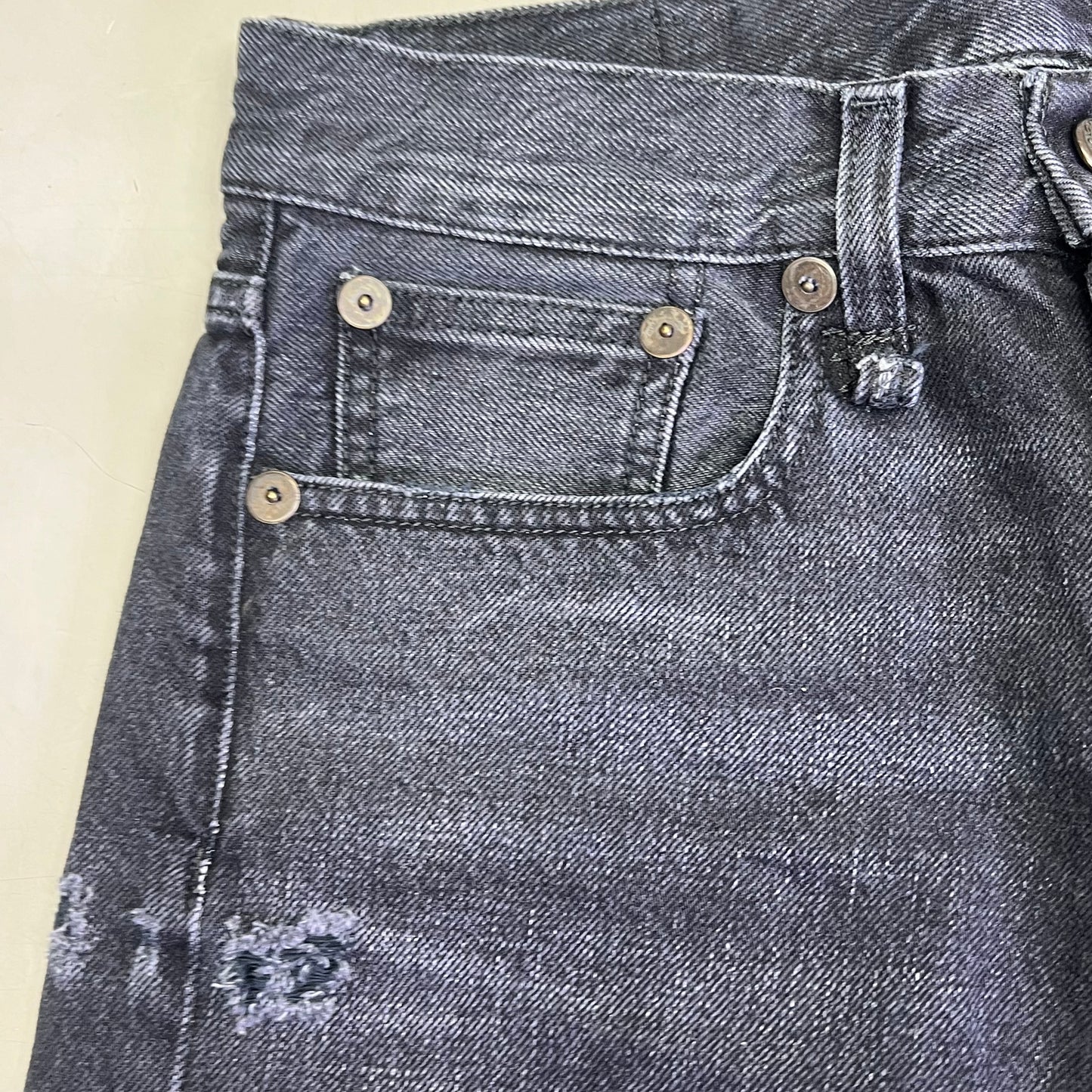 R13 Relaxed Distressed Boyfriend Jeans Made In Italy Women's Sz 24 Jake Black