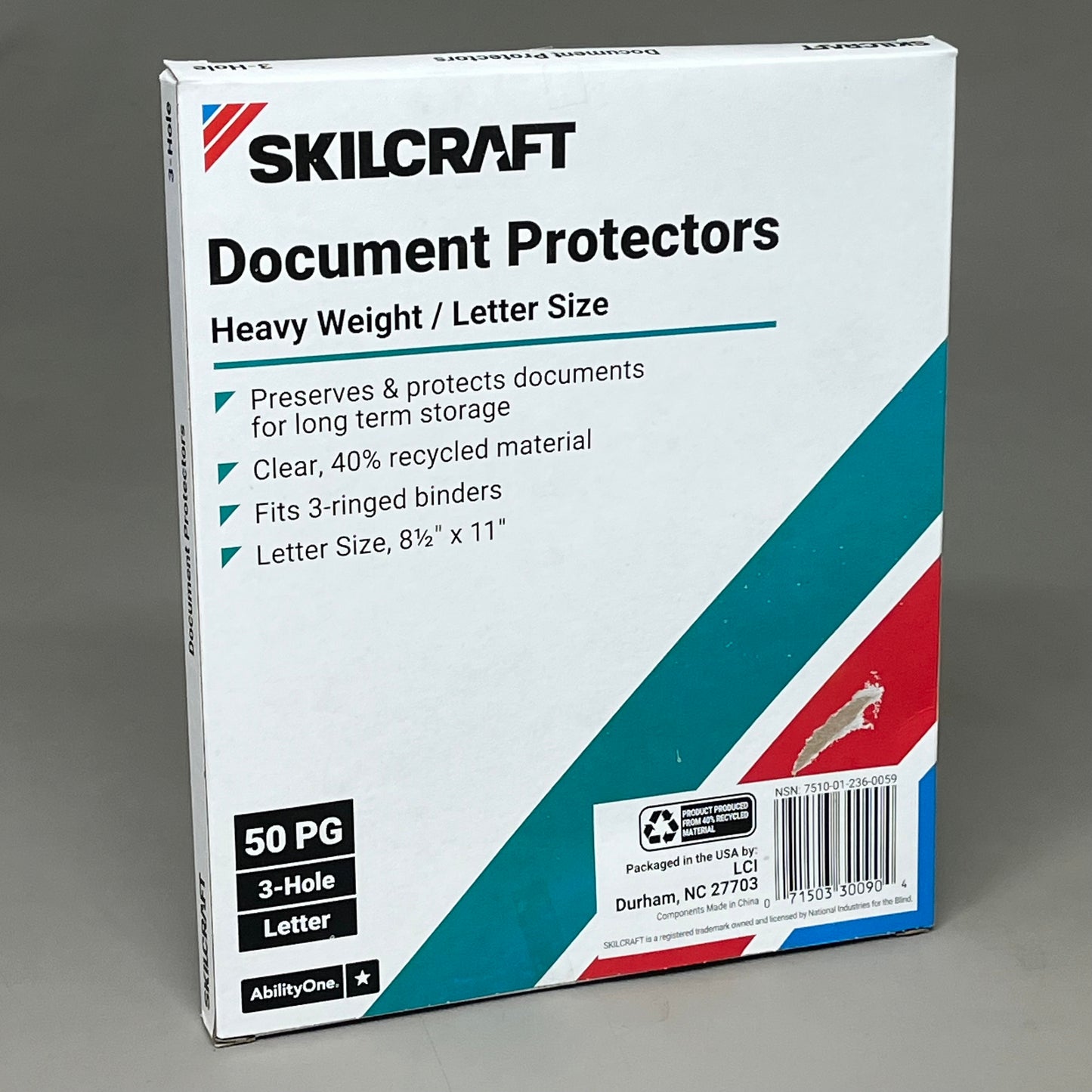 SKILCRAFT (2 PACK) Document Protectors Heavy Weight 3-Hole 8.5" x 11" 50 Sheets