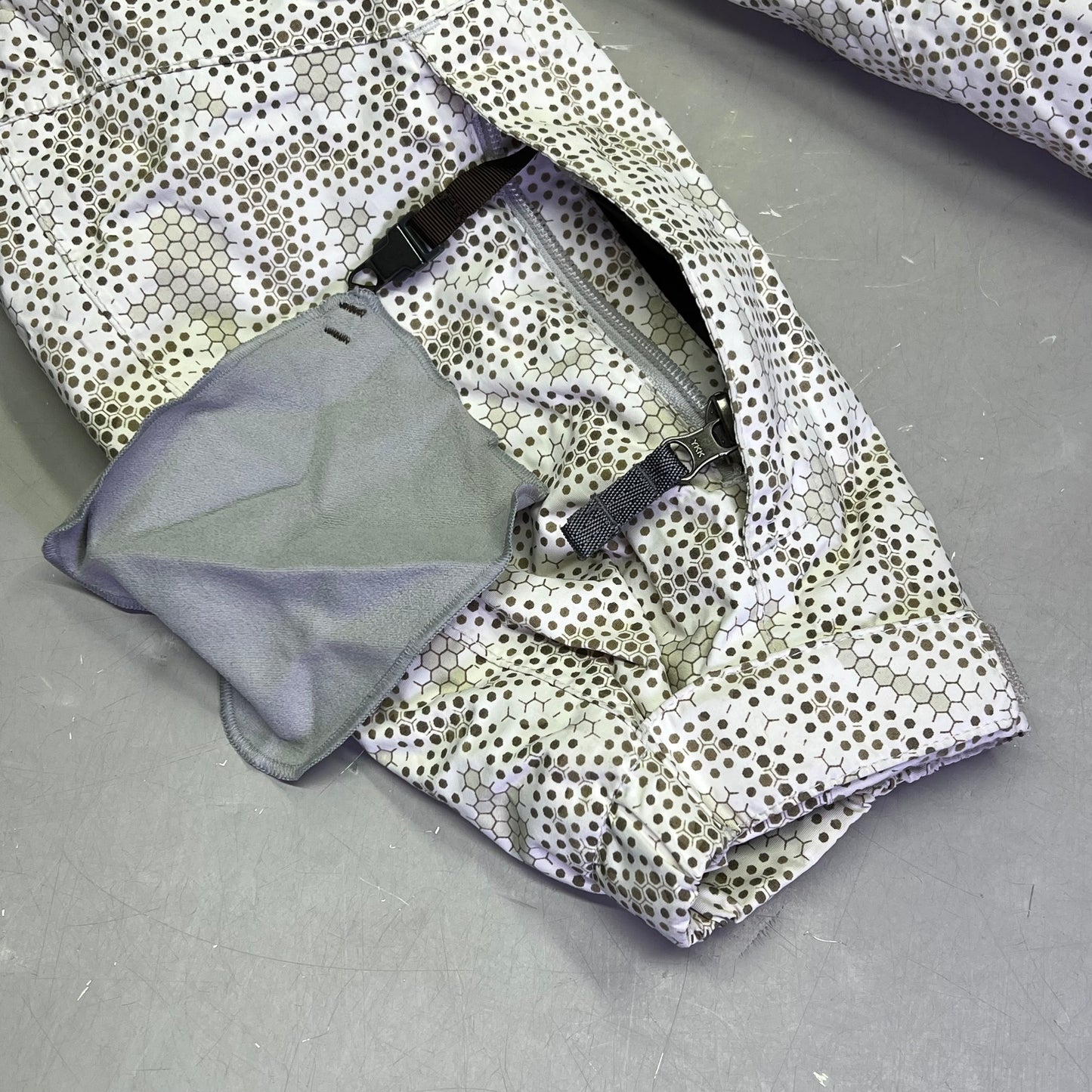 NORTH FACE Full Zip Elastic Waist Winter Coat Men's Sz L Honey Comb Pattern