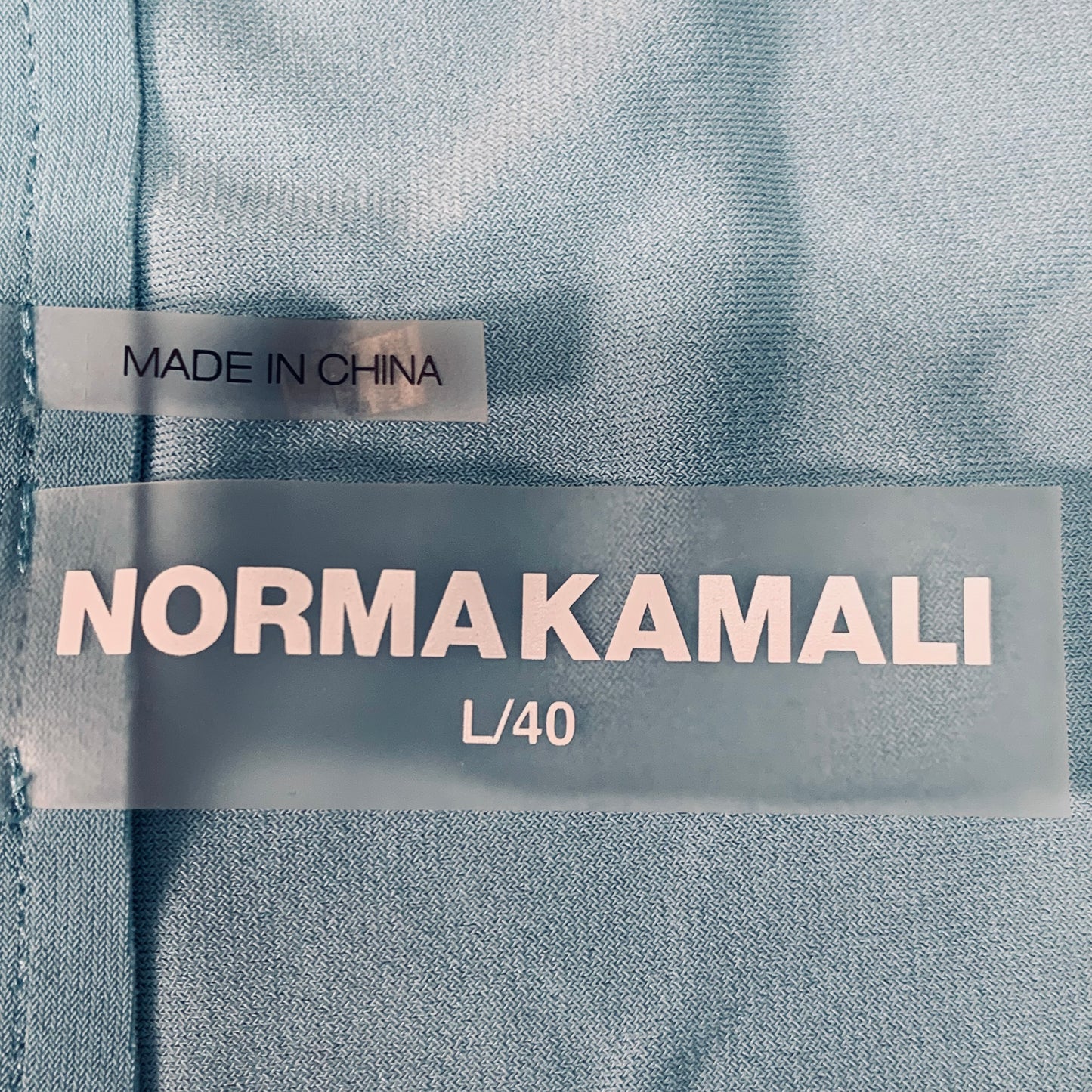 NORMA KAMALI Oversized Boyfriend Nk Shirt W/ Ruffle Bottom SZ L/40 Powder Blue KK5216PL149908 (New)
