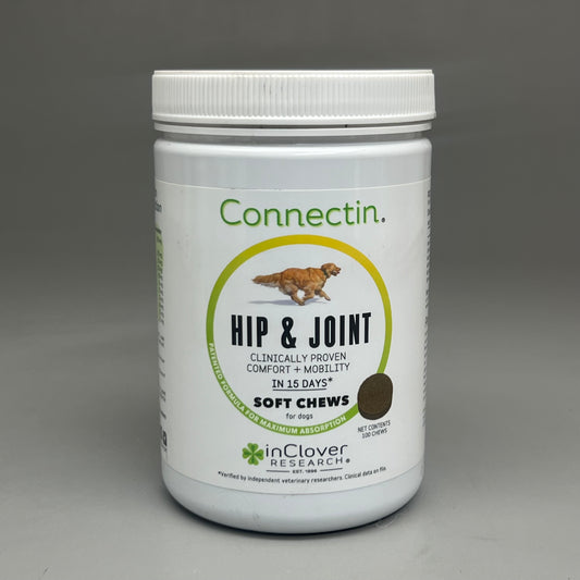 CONNECTIN (2 PACK) Hip & Joint Clinically Proven Comfort + Mobility Dog Supplement Soft Chews 08/25
