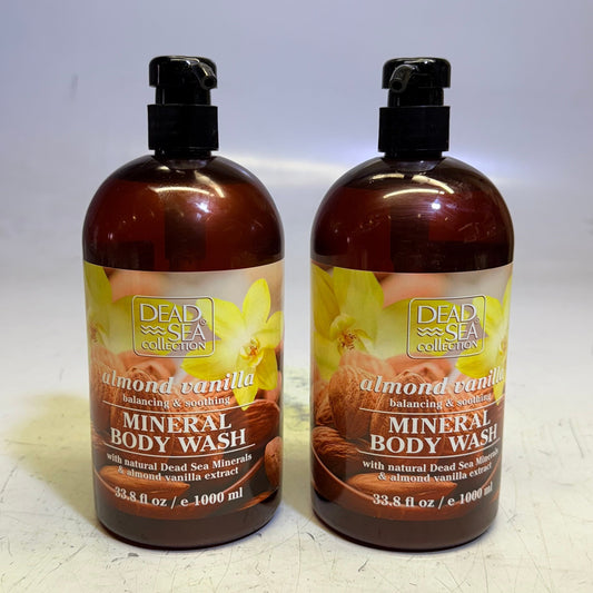 DEAD SEA COLLECTION (2 PACK) Almond Vanilla Mineral Body Wash 33.8 Fl |Oz