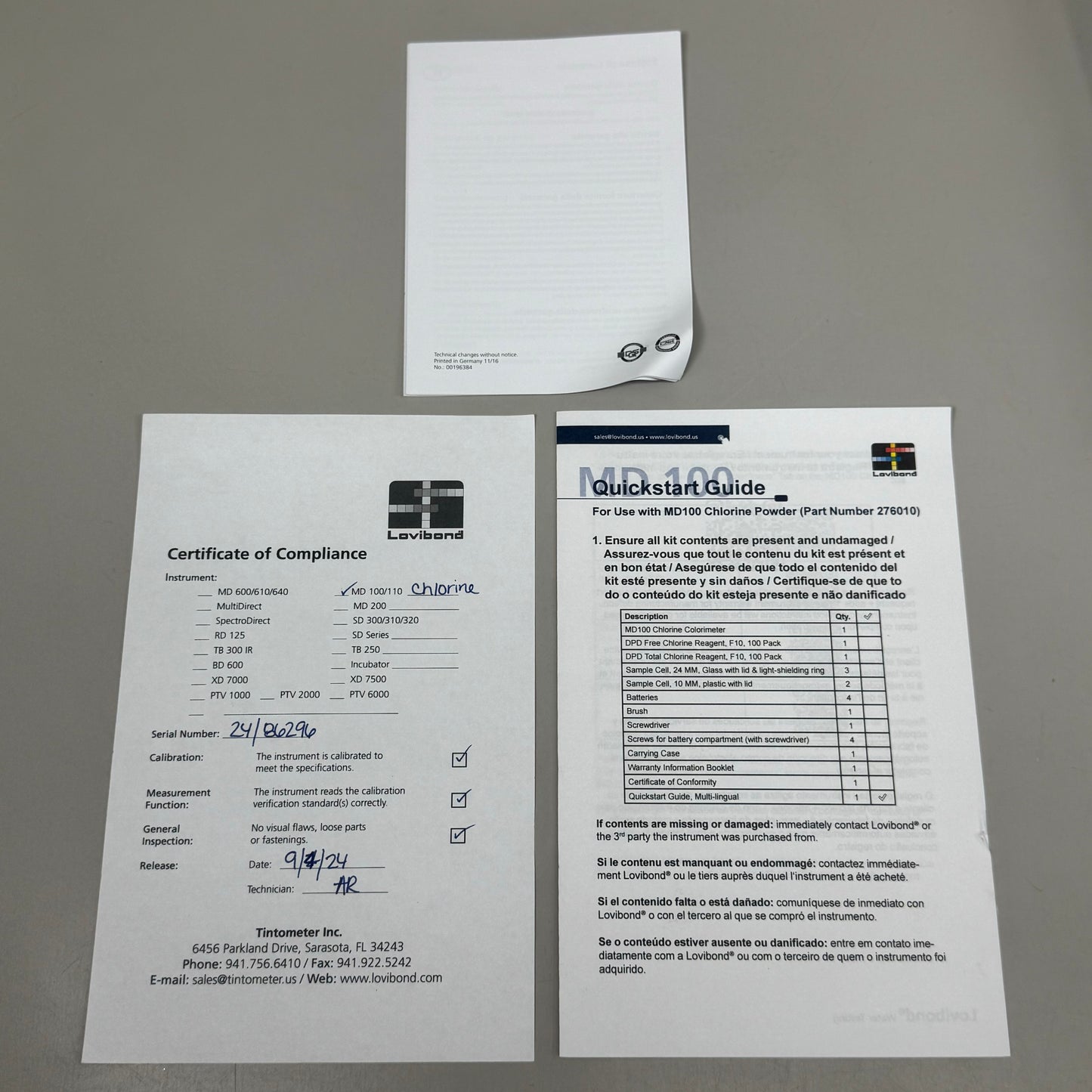 LOVIBOND Tintometer Chlorine Duo Colormeter w/0.02-2.0 mg/L MD100 Water Testing