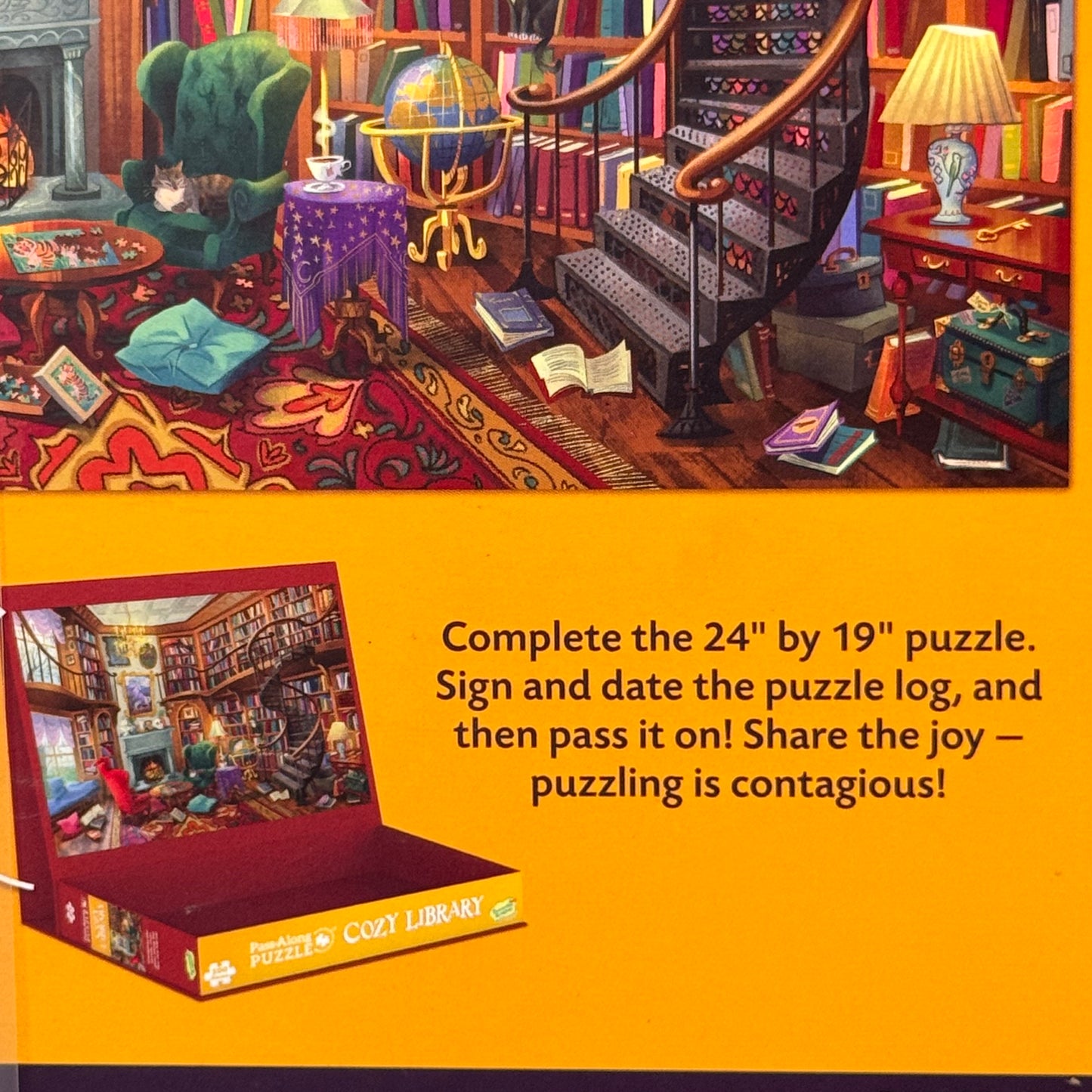 PEACEABLE KINGDOM Pass Along Puzzle Cozy Library 500 Pieces 11" x 11.5" 14125374