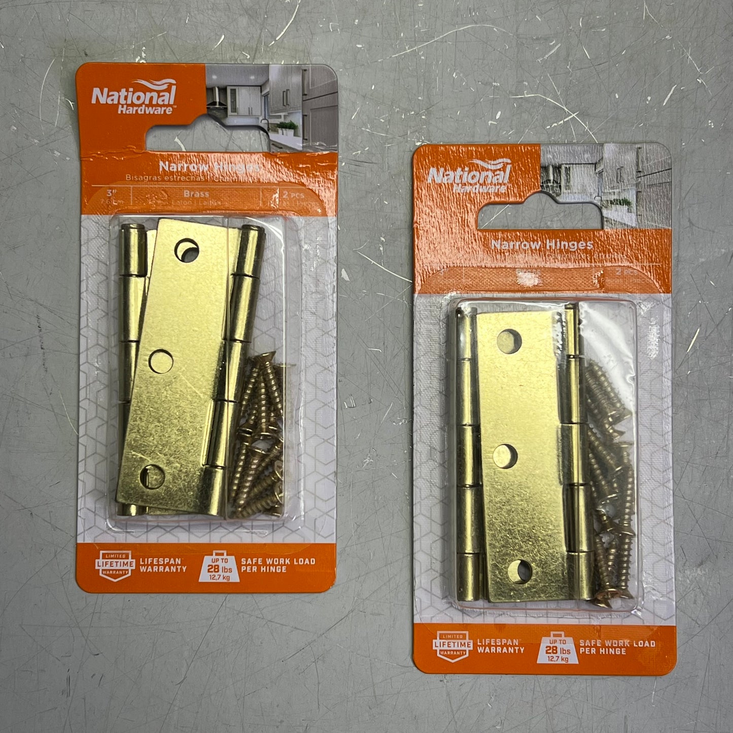NATIONAL HARDWARE  (2 PACK) Steel Narrow Hinge 3" W Frame 0.065"  Brass N142-067