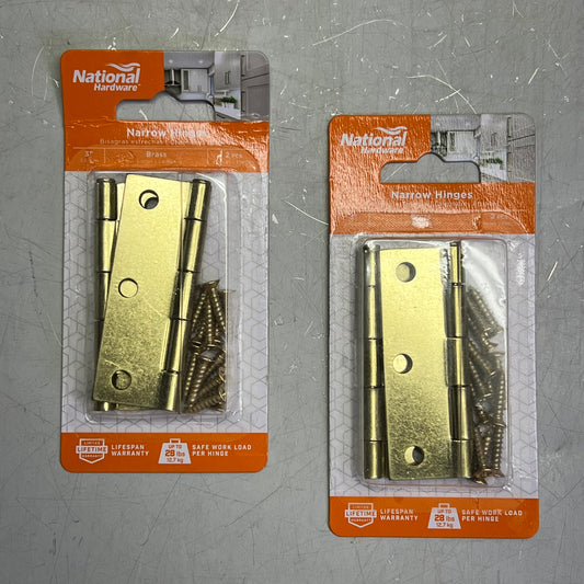 NATIONAL HARDWARE  (2 PACK) Steel Narrow Hinge 3" W Frame 0.065"  Brass N142-067