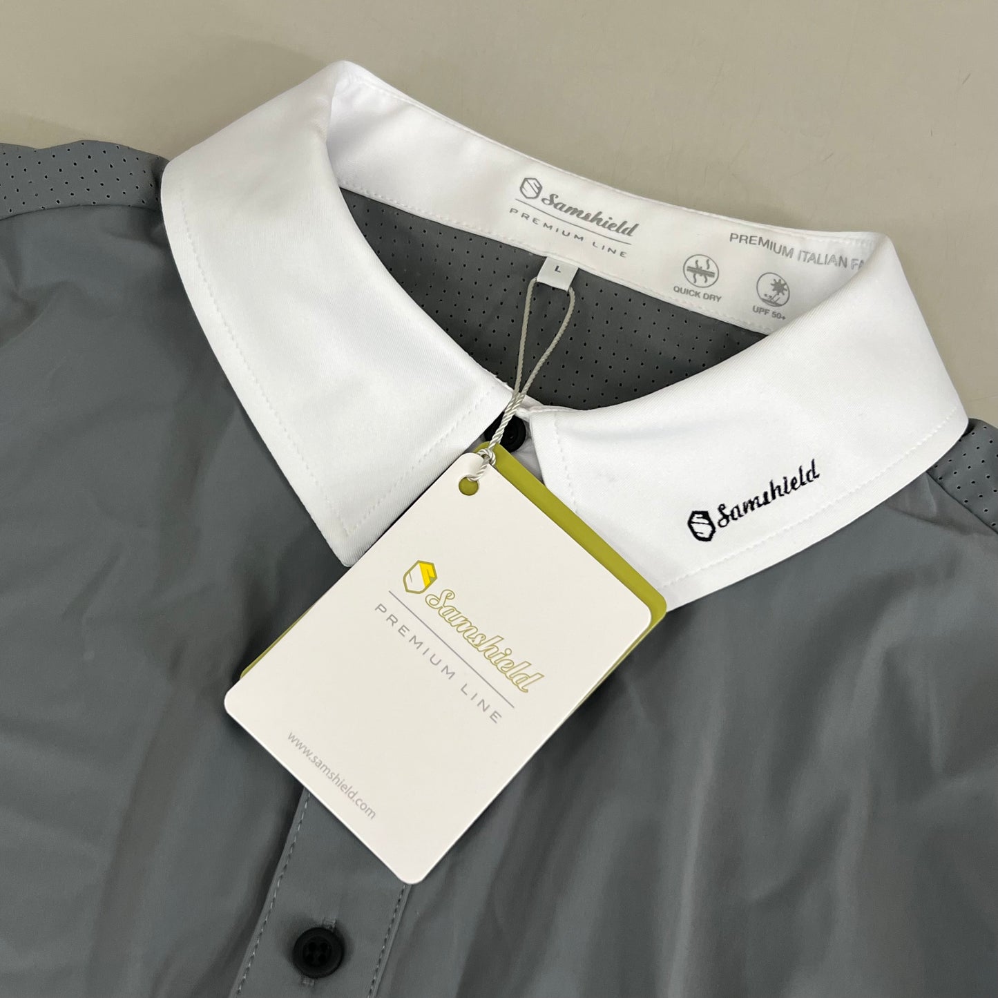 SAMSHIELD Samuel Long Sleeves Equestrian Polo Shirt Men's Sz L Grey