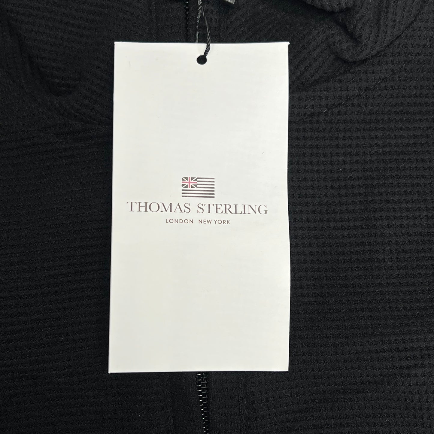 THOMAS STERLING Half Zip Soft Waffle Knit Jacket Men's Sz L Black 110034747