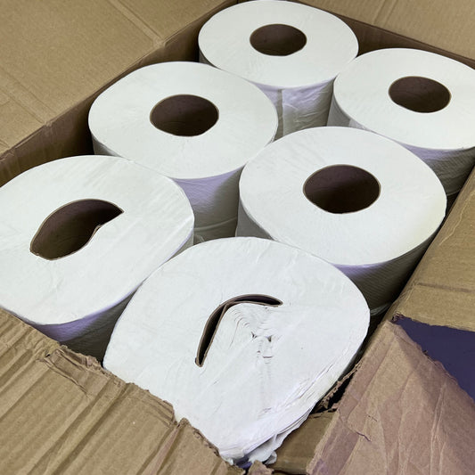 ZA@ TORK (12 ROLLS) Universal Quality 2Ply Jumbo Roll Bath Tissue 3.4"x1000' TJ0922A (As-is) Damaged Box
