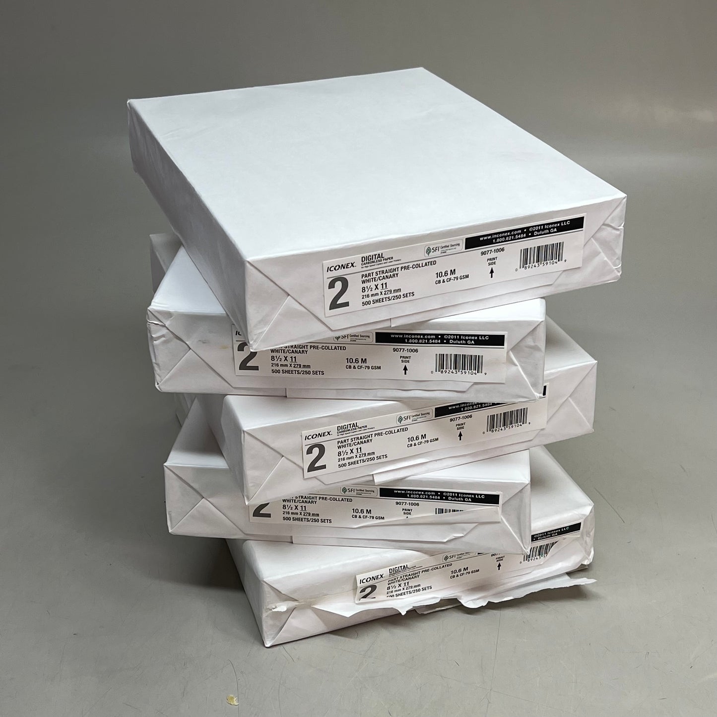 ICONEX (1,250 PACK) Digital Carbonless Paper 2-Part 8.5"X11" White/Canary 9077-1006